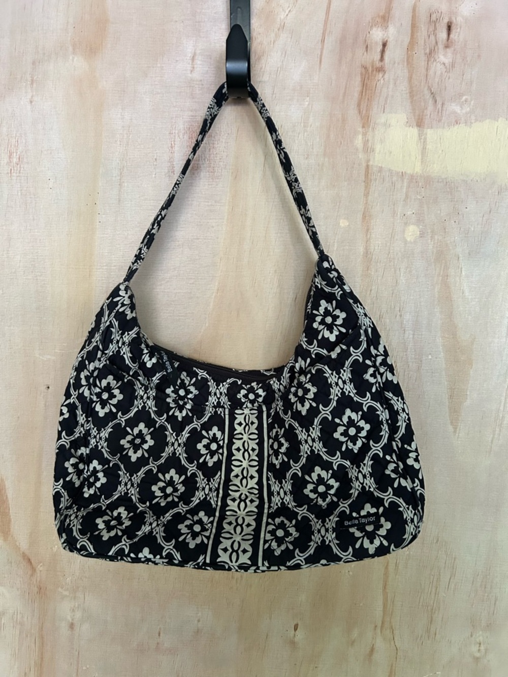 Vera Bradley Black and Cream Floral Shoulder Bag